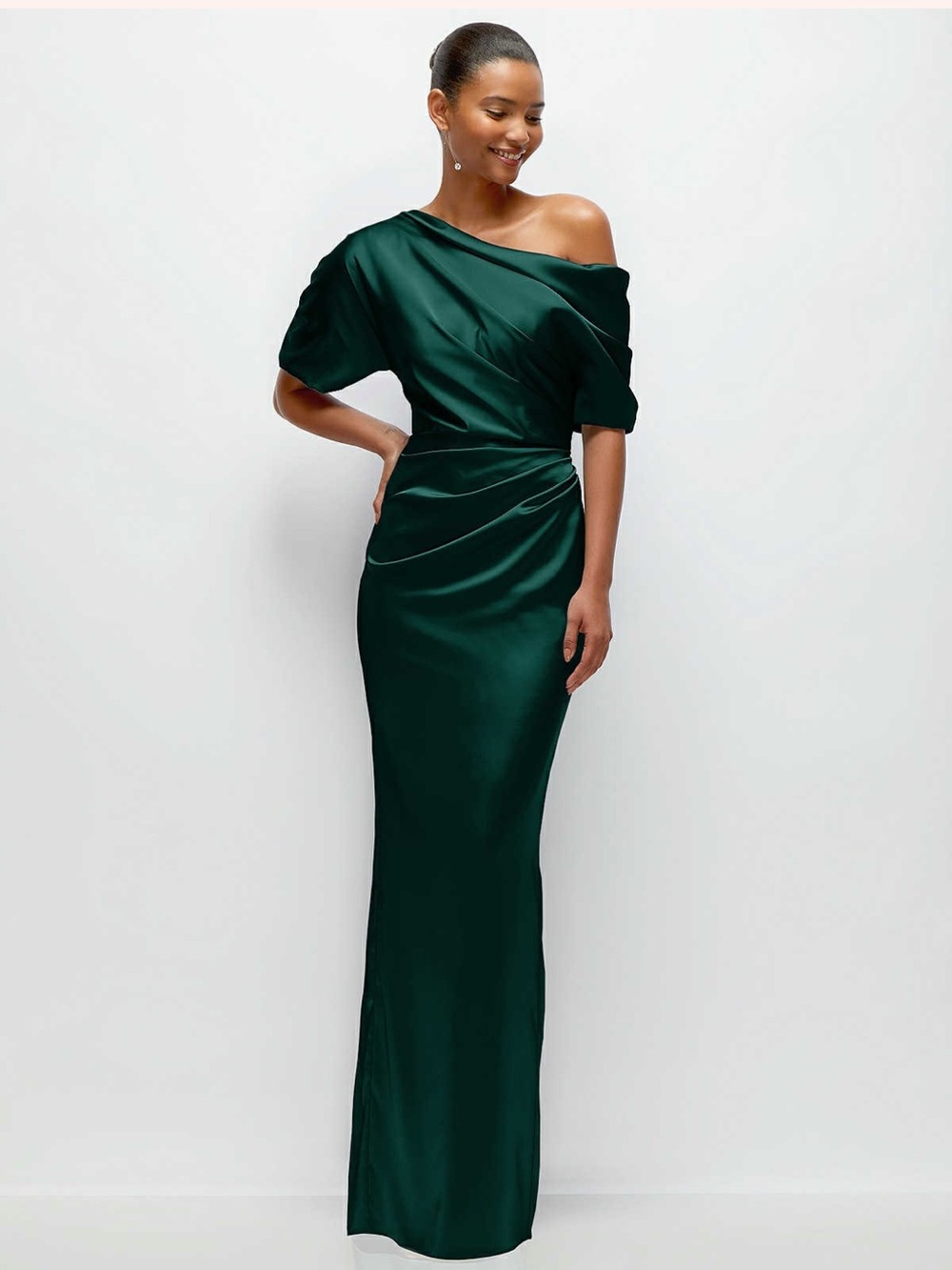 Dessy Nathalie Elegant Off-Shoulder Gown